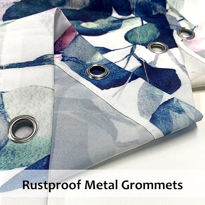 120GSM Shower Curtain Blue Eucalyptus Shower Curtains for Bathroom, Waterproof Leaf Shower Curtain Sets,Leaves Fabric Cloth Bathroom Curtains 72x72 inch with Hooks