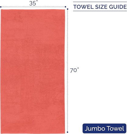 Elegant Comfort Premium Turkish Cotton 1 Piece Jumbo Bath Towel - 35 x 70 inch, Luxurious Hotel Spa Quality 100% Turkish Cotton Large Bath Towel - Highly Absorbent - Soft Bathroom Towel, Coral