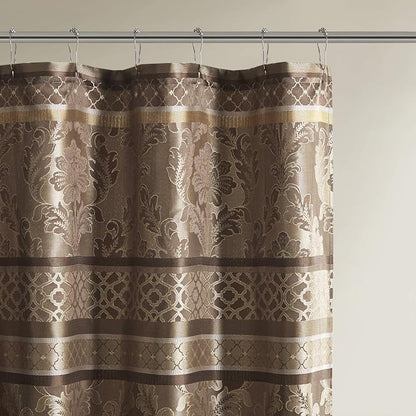 Madison Park Bellagio Taupe Shower Curtain, Transitional Shower Curtains for Bathroom, 72 X 72, Beige (Pack of 4)
