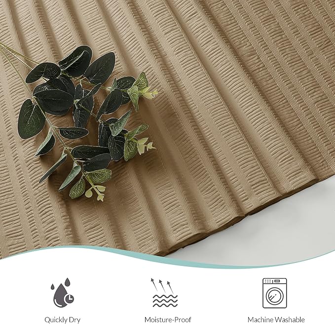 Aiyufeng Taupe Shower Curtain for Bathroom, Embossed Textured Fabric Shower Curtain for Bathroom - Soft Cloth & Hotel Spa, Machine Washable, 72X72, Taupe