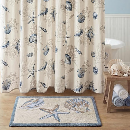 Madison Park Bayside Tufted Bath Rug Cotton Non-Slip, 21 x 34, Blue