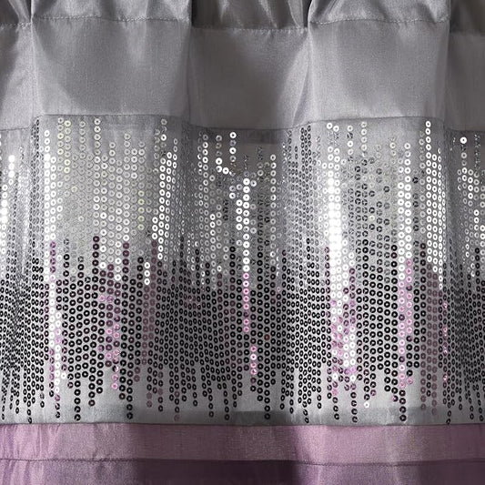 Lush Decor Night Sky Sequins Valance Curtain Single, 52"W x 18"L Purple & Gray - Kitchen Curtains Valances For Windows - Bathroom Curtains Window