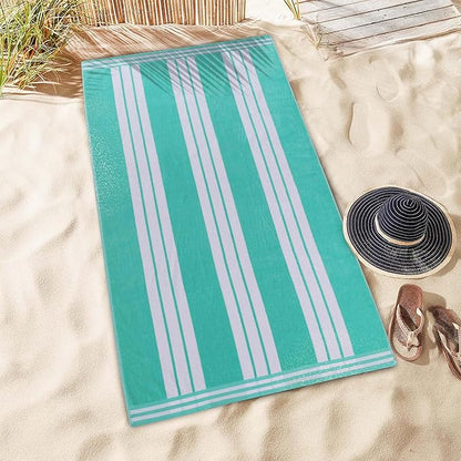 Superior Cotton Cabana Striped Beach Towels, Colorful Towels for Adult, Kid, Pool, Swimming, Sand, Travel, Large Oversized, Absorbent, Fast Drying, Bath Basics, Cabana Collection, 1 Piece, Mint