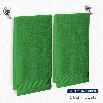 Elegant Comfort Premium Turkish Cotton 2 Pack Bath Towel Set - 27 x 54 inch, Luxurious Hotel Spa Quality 100% Turkish Cotton 2PC Bath Towel Set - Highly Absorbent - Soft Bathroom Towels, Emerald Green