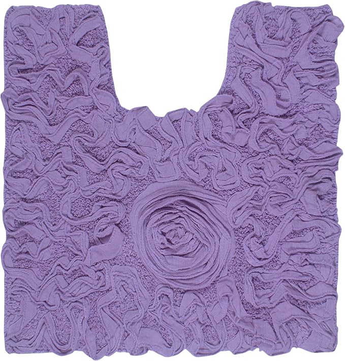 Home Weavers Bell Flower Collection 100% Cotton Tufted Bath Rugs, Extra Soft and Absorbent Bath Rugs, Non-Slip Bath Mats, Machine Washable, Bath Mats for Bathroom Floor, 20"x20" Contour, Purple