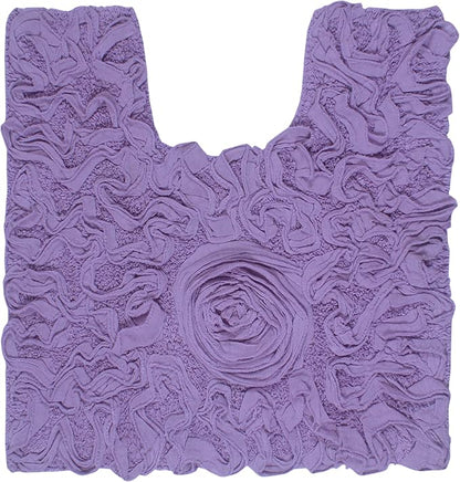 Home Weavers Bell Flower Collection 100% Cotton Tufted Bath Rugs, Extra Soft and Absorbent Bath Rugs, Non-Slip Bath Mats, Machine Washable, Bath Mats for Bathroom Floor, 20"x20" Contour, Purple