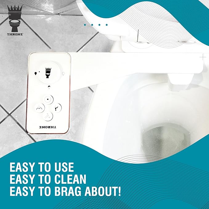 Throne Bidet Attachment for Toilet – USA Patented - Non-Electric Self Cleaning Cold Water Sprayer Double Nozzle (Frontal & Rear Wash) Bidet Toilet Seat Attachment, Easy Install (White)