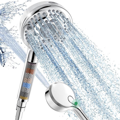 SunCleanse Filtered Shower Head with Handheld, 9-Spray Setting Detachable Showerhead with Filters, Shower Head for Hard Water - Filtered Chlorine, Improve Skin and Hair Texture, Chrome