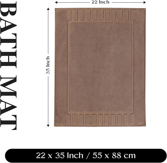 Superior 100% Cotton Bathmat Set, Bath Mat, Bathroom Decor, Shower, Bathtub Essentials, Home Accessories, Washable Rug, Absorbent, Quick Dry, Leo Collection, Set of 2, 22" x 35", Coffee