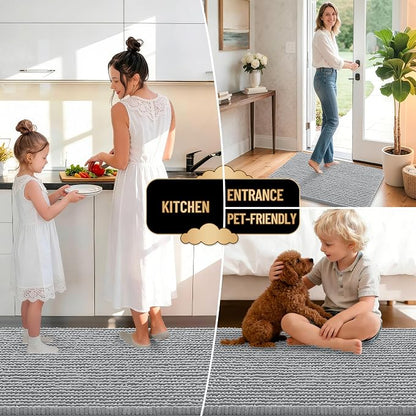 OLANLY Thick Chenille Large Bathroom Rugs Mats 40x32, Light Grey | Soft Absorbent Bath Rugs, Rubber Backing, Machine Wash Dry, Bath Mats for Bathroom, Tub and Shower, Home Decor Accessories