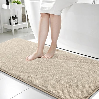 OLANLY Memory Foam Bathroom Runner Rugs 59x24, Absorbent Long Mat, Beige | Soft Quick Dry Bath Rugs, Non-Slip Carpet, Machine Washable Mat for Bathroom Floor, Tub and Shower, Home Decor Accessories