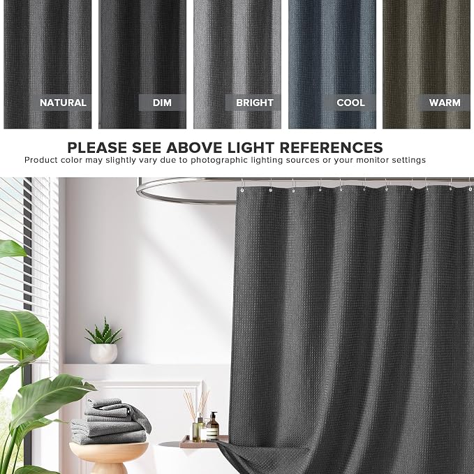 Madison Park Arbor Waffle Extra Wide Shower Curtain, 108 x 72, Charcoal | Adds Privacy, Machine Washable, Farmhouse, OEKO-TEX Certified Bathroom Curtain, 3M Scotchgard Moisture Management