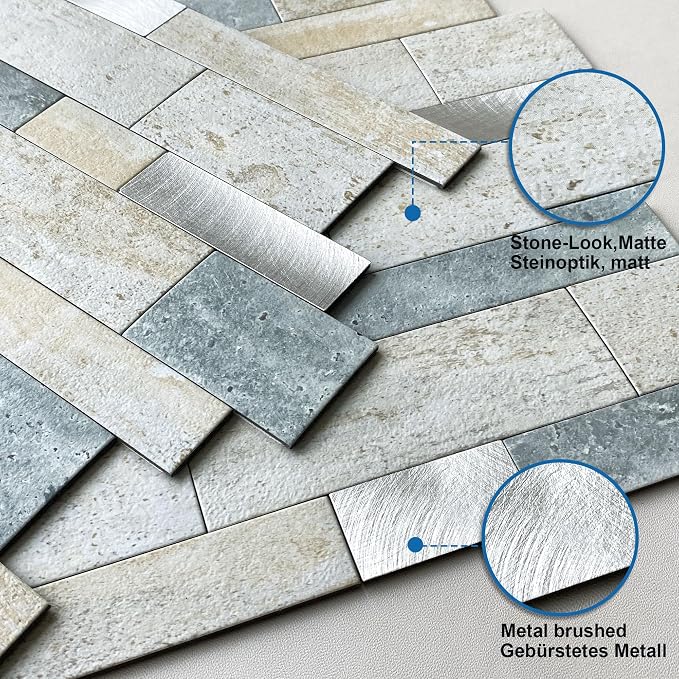 Stone Peel Stick Backsplash Tiles Kitchen Wall Blue Green 5pcs