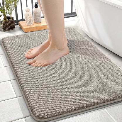 OLANLY Memory Foam Small Bathroom Rug 24x16, Absorbent Bath Mat, Warm Taupe | Soft Quick Dry Bath Rugs, Non-Slip Carpet, Machine Washable Mat for Bathroom Floor, Tub and Shower, Home Decor Accessories