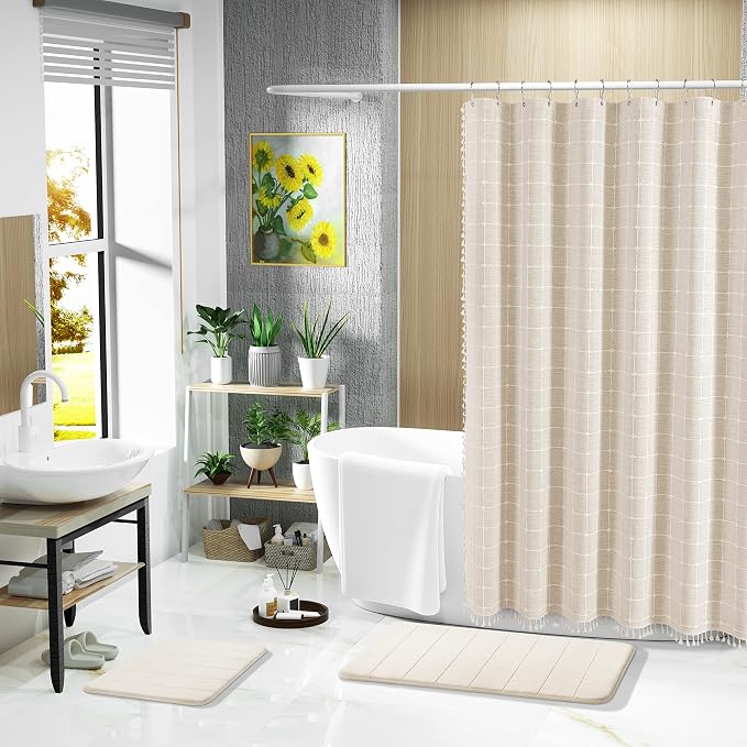 Yimobra Memory Foam Bath Mat, Super Soft Absorbent Bathroom Rug Non Slip, Quick Dry, Machine Washable Floor Carpet for Tub Shower, Home Decor Accessories, 24x17, Cream