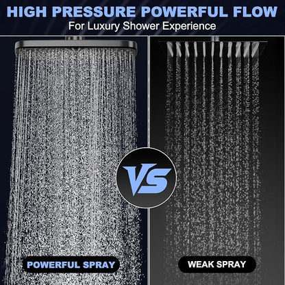 12 Inch High Pressure Rainfall Shower Head Combo,9 Settings Handheld Shower | Height/Angle Adjustable, 3 Spray Modes, Anti-leak, Built-in Magnetic Docking,Washing Jets,Holder, 59" Shower Hose, 1.75GPM
