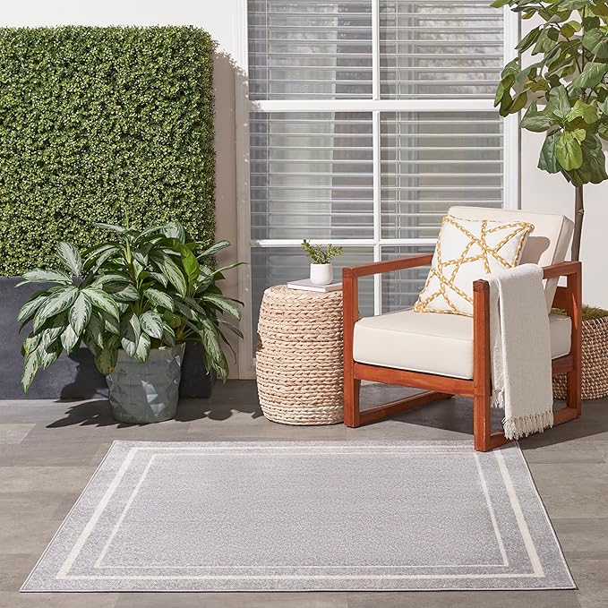 Nourison Home Nourison Essentials Grey Ivory 5' x Square Area Rug - Easy Clean, Non Shedding, Bed Room, Living Room, Dining Room, Kitchen (5' x Square)