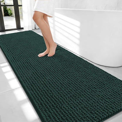 OLANLY Thick Chenille Bathroom Runner Rugs Mats 70x24, Blackish Green | Soft Absorbent Bath Rugs, Rubber Backing, Machine Wash Dry, Bath Mats for Bathroom, Tub and Shower, Home Decor Accessories