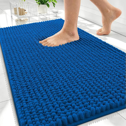 OLANLY Thick Chenille Absorbent Bathroom Rugs Mat 30x20, Deep Navy Blue | Soft Bath Rugs, Rubber Backing, Machine Wash Dry, Bath Mats for Bathroom, Tub and Shower, Home Decor Accessories