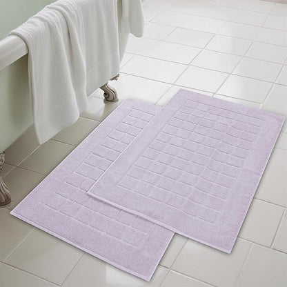 Superior 100% Cotton Bathmat Set, Bath Mats, Bathroom Decor, Shower, Bathtub Essentials, Home Accessories, Small Washable Rug, No Backing, Heavyweight, Nora Collection, Set of 2, 22" x 35", Purple