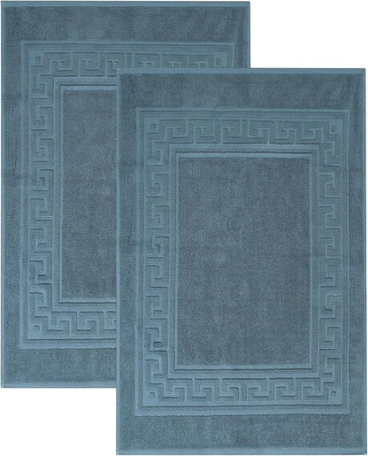 Superior Heavyweight Cotton Bath Mats, 2-Piece Rugs For Bathroom Accessories, Washable Rug For Shower, Toilet, Modern Decor, No Backing, Luxury Hotel And Spa Quality, Set of 2, 22" x 35", Sapphire