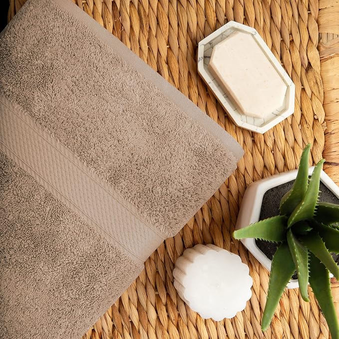 Superior Egyptian Cotton Ultra Plush & Absorbent, 10 Piece Set, Latte | Quick Dry, Soft Luxury Towel Set, Bath Essentials, Guest Bath, Spa, 2 Bath, 4 Hand, 4 Face Towels, Madeline Towels
