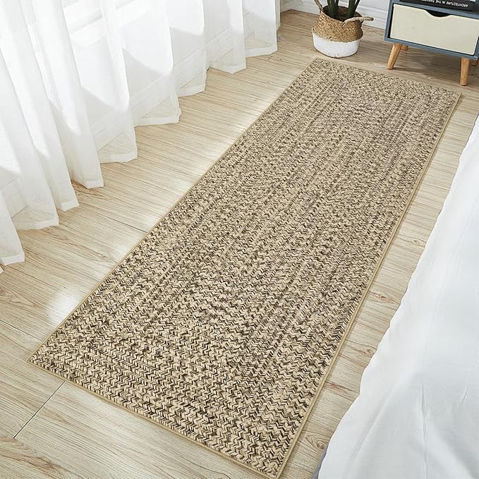 Washable Rugs Runner Rug 2x6 Bathroom Rugs Natural Modern Abstract Bedroom Rug Non Slip Farmhouse Kitchen Runner Stain Resistant Carpet 2'x6' Natural