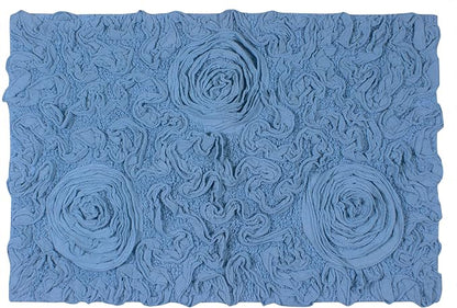 Home Weavers Bell Flower Collection 100% Cotton Tufted Bath Rugs, Extra Soft and Absorbent Bath Rugs, Non-Slip Bath Mats, Machine Washable, Bath Mats for Bathroom Floor, 21"x34" Rectangle, Sky Blue
