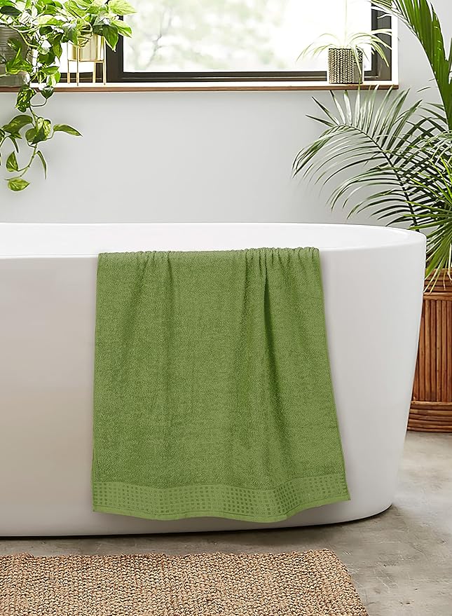 GLAMBURG 100% Cotton 2 Pack Oversized Bath Towel Set 28x55 Inches, Ultra Soft Highly Absorbant Compact Quickdry & Lightweight Large Bath Towels, Ideal for Gym Travel Camp Pool - Kiwi Green