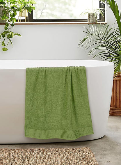 GLAMBURG 100% Cotton 2 Pack Oversized Bath Towel Set 28x55 Inches, Ultra Soft Highly Absorbant Compact Quickdry & Lightweight Large Bath Towels, Ideal for Gym Travel Camp Pool - Kiwi Green