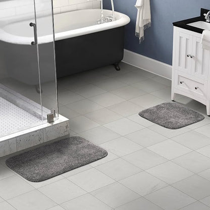Garland Rug Traditional Nylon Washable Medium Gray 2 Bath Rugs (17" X 24", 21" X 34") - Soft, Absorbent, and Stylish for Your Bathroom
