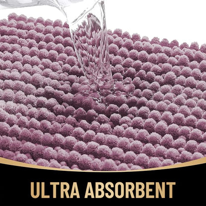 OLANLY Thick Chenille Small Bathroom Rugs Mats 24x16, Deep Plum | Soft Absorbent Bath Rugs, Rubber Backing, Machine Wash Dry, Bath Mats for Bathroom, Tub and Shower, Home Decor Accessories