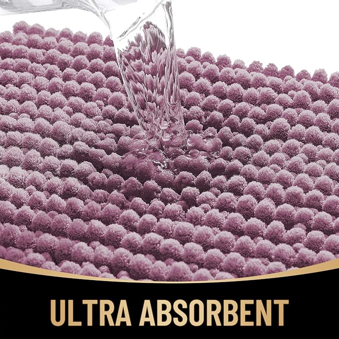 OLANLY Thick Chenille Absorbent Bathroom Rugs Mat 36x24, Deep Plum | Soft Bath Rugs, Rubber Backing, Machine Wash Dry, Bath Mats for Bathroom, Tub and Shower, Home Decor Accessories