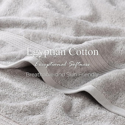 Superior Egyptian Cotton 3-Piece Towel Set, Basic Towels For Bathroom, Home Decor, Guest Bath, Shower, Apartment, Included 1 Face, 1 Hand, 1 Bath Towel, Washcloth, Quick Dry, Silver