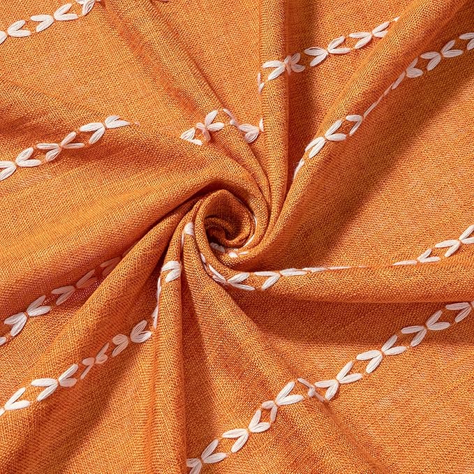 MitoVilla Orange Small Stall Shower Curtain 36 x 72, Half Size Narrow Polyester Linen Heavy Fabric Shower Curtains for Boho Farmhouse Bathroom Decor, Wrinkle Resistant Cloth Shower Curtain