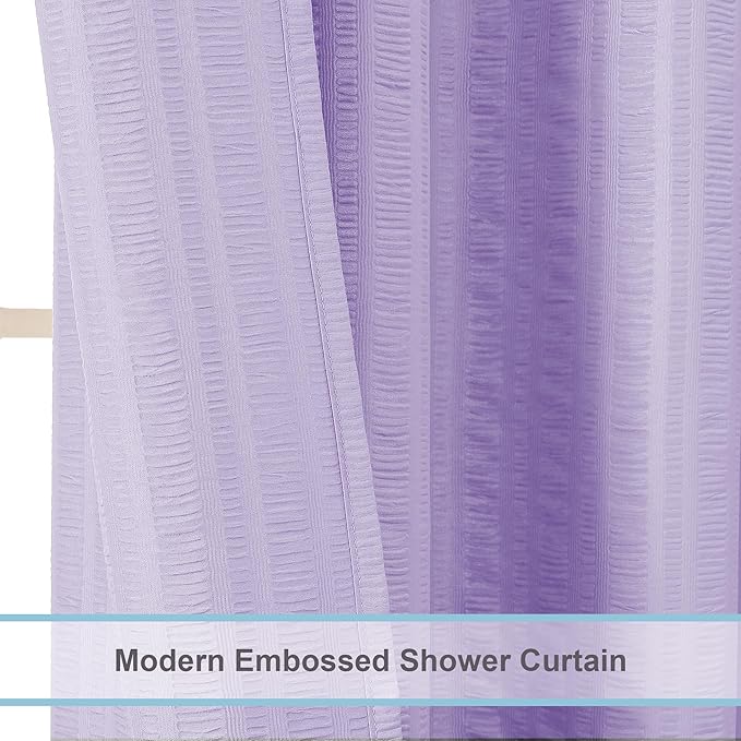 Aiyufeng Light Purple Shower Curtain for Bathroom, Embossed Textured Fabric Shower Curtain for Bathroom - Soft Cloth & Hotel Spa, Machine Washable, 72X96,Light Purple