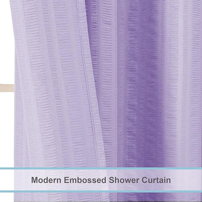 Aiyufeng Light Purple Shower Curtain for Bathroom, Embossed Textured Fabric Shower Curtain for Bathroom - Soft Cloth & Hotel Spa, Machine Washable, 72X78,Light Purple