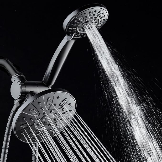 AquaDance 6" Premium High Pressure 3-way Rain & Handheld Shower Head Combo | Enjoy Luxury 6-inch Showerhead & 6-mode Hand Shower Separately or Together! Premium Stainless Steel Hose - Black