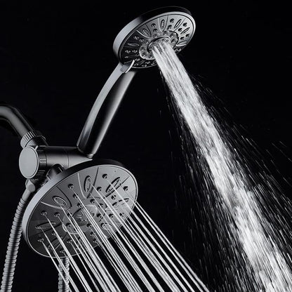 AquaDance 6" Premium High Pressure 3-way Rain & Handheld Shower Head Combo | Enjoy Luxury 6-inch Showerhead & 6-mode Hand Shower Separately or Together! Premium Stainless Steel Hose - Black