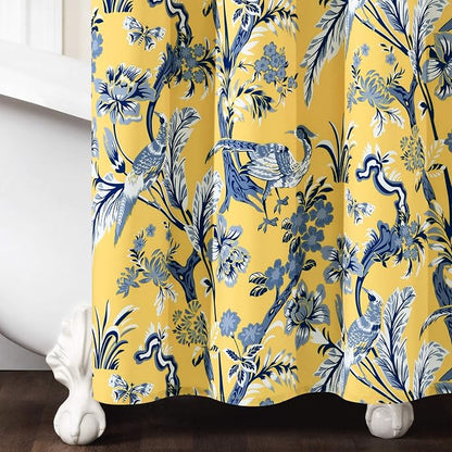 Lush Decor Dolores Shower Curtain 72" W x 72" L Yellow - Floral Shower Curtains for Bathroom - Fabric Bathroom Curtain - Maximalist Decor