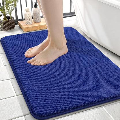 OLANLY Memory Foam Small Bathroom Rug 24x16, Absorbent Bath Mat, Royal Blue | Soft Quick Dry Bath Rugs, Non-Slip Carpet, Machine Washable Mat for Bathroom Floor, Tub and Shower, Home Decor Accessories