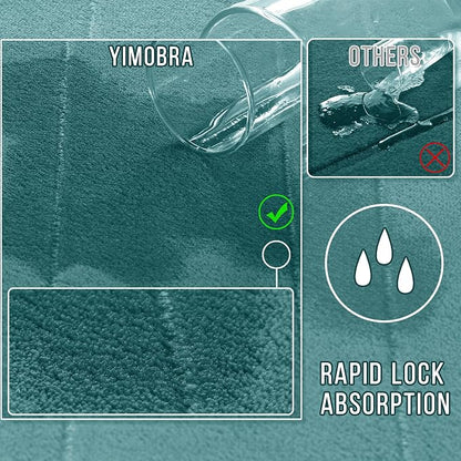 Yimobra Memory Foam Toilet Bath Mat U-Shaped, Soft and Comfortable, Water Absorption, Non-Slip, Thick, Machine Wash, Easier to Dry for Bathroom Commode Contour Rug, 24 X 20 Inch, Teal