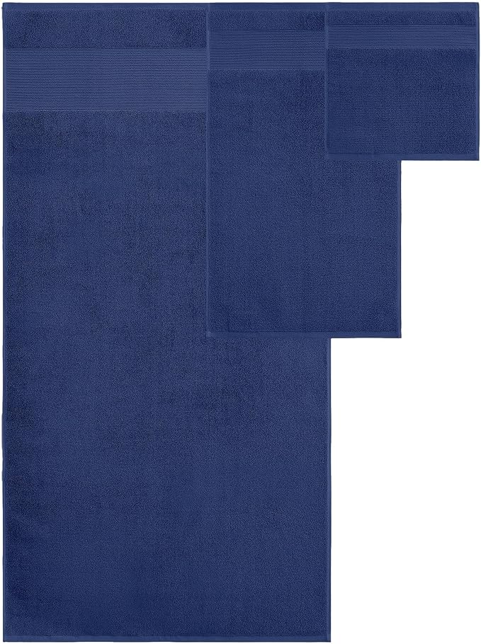 Modern Threads Air Cloud 18-Piece Towel Set - 100% Zero-Twist Cotton, 500 GSM, Quick Dry & Plush, Navy