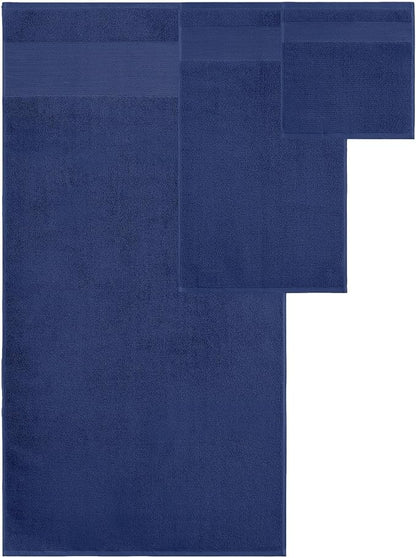 Modern Threads Air Cloud 18-Piece Towel Set - 100% Zero-Twist Cotton, 500 GSM, Quick Dry & Plush, Navy