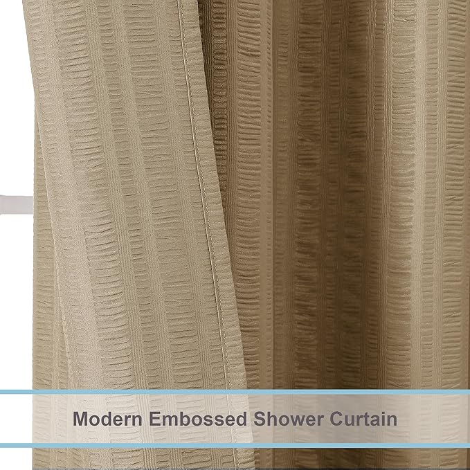 Aiyufeng Taupe Shower Curtain for Bathroom, Embossed Textured Fabric Shower Curtain for Bathroom - Soft Cloth & Hotel Spa, Machine Washable, 72X72, Taupe