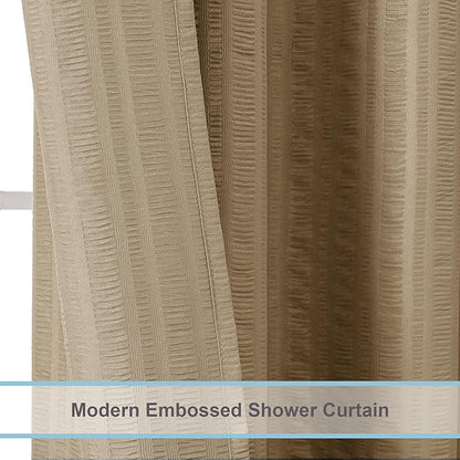 Aiyufeng Taupe Shower Curtain for Bathroom, Embossed Textured Fabric Shower Curtain for Bathroom - Soft Cloth & Hotel Spa, Machine Washable, 72X72, Taupe