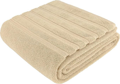 American Soft Linen 35x70 Jumbo Large Bath Towel, 600 GSM 100% Cotton Turkish Bath Sheet, Oversized Luxury Bath Towel for Bathroom Beach and Pool, Beige