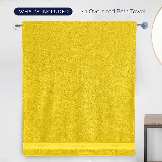 Elegant Comfort Premium Super Soft Highly Absorbent 1 Piece Oversized Bath Sheets - 40" x 80" inch, Luxurious Hotel Spa Quality 100% Turkish Cotton Extra Large Bath Towels for Adults, Yellow