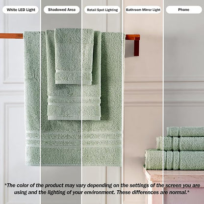 Hawmam Linen Light Green Hand Towels 4 Pack Turkish Cotton Premium Quality Soft and Absorbent Small Towels for Bathroom