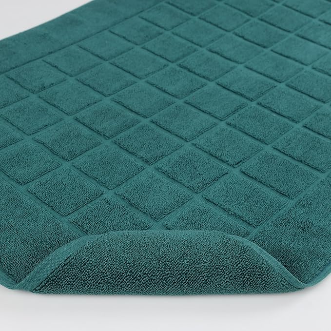 Superior 100% Cotton Bathmat Set, Bath Mats, Bathroom Decor, Shower, Bathtub Essentials, Home Accessories, Small Washable Rug, No Backing, Heavyweight, Nora Collection, Set of 2, 22" x 35", Teal